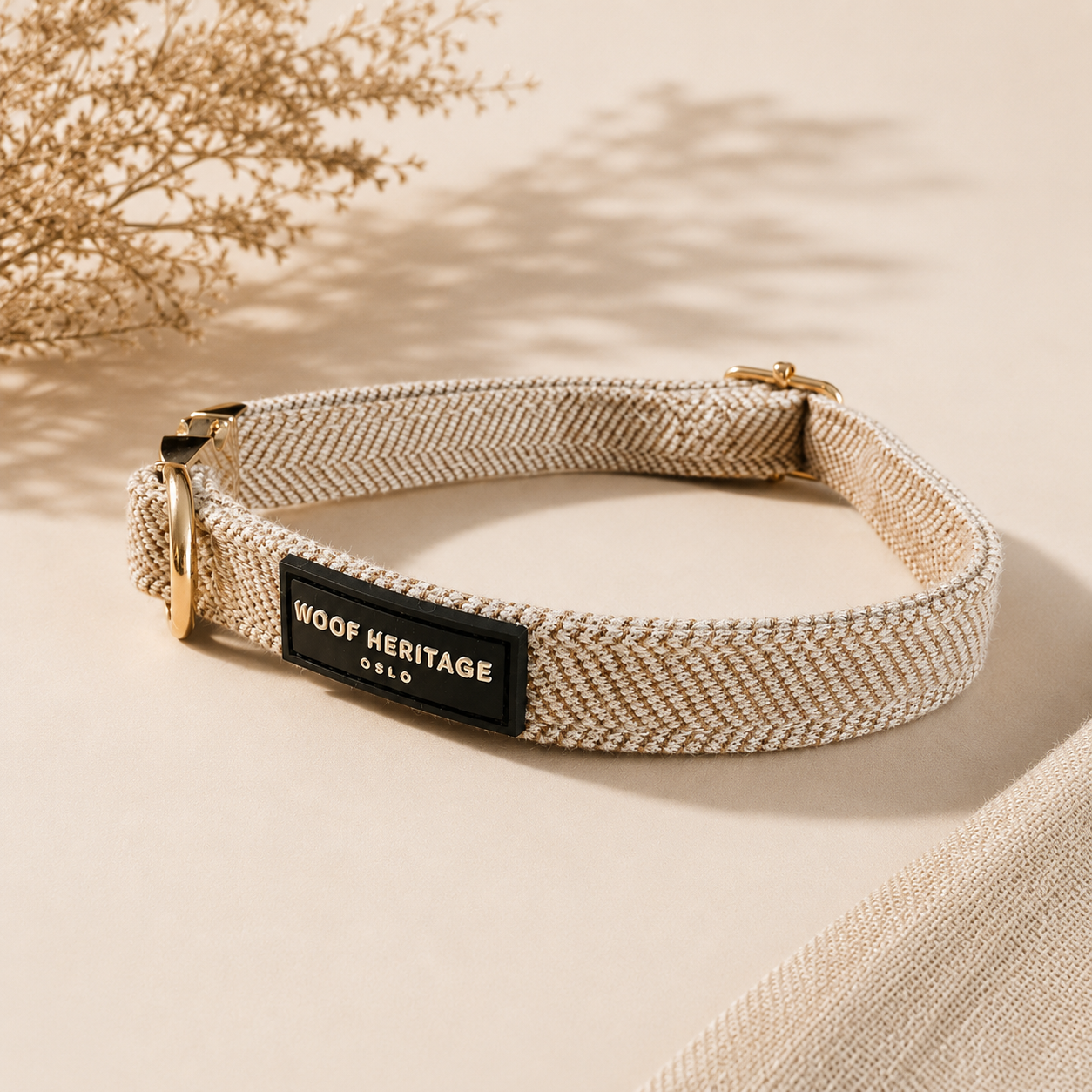 Twill hundehalsbånd - Sand