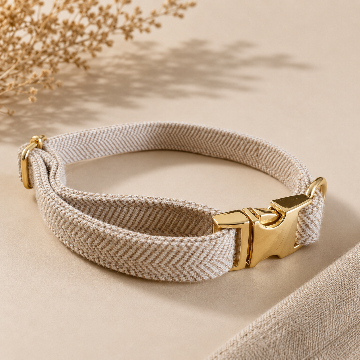 Twill hundehalsbånd - Sand